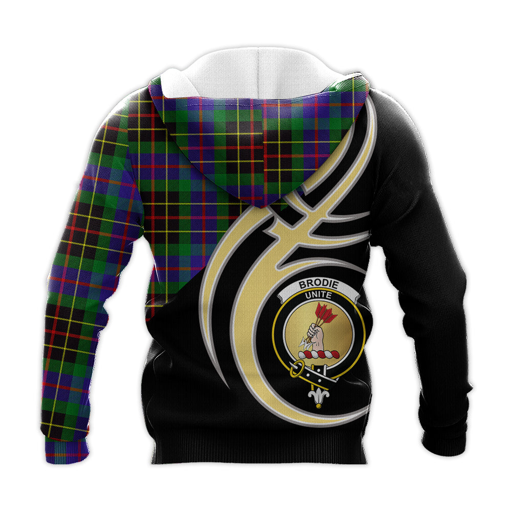 Printivon Brodie Hunting Modern Clan Believe In Me Crest Tartan Knitted Hoodie Custom Your Text