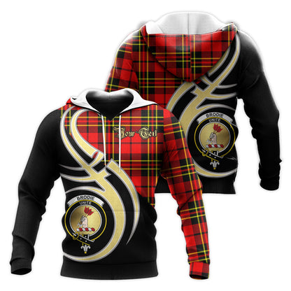 Printivon Brodie Modern Clan Believe In Me Crest Tartan Knitted Hoodie Custom Your Text
