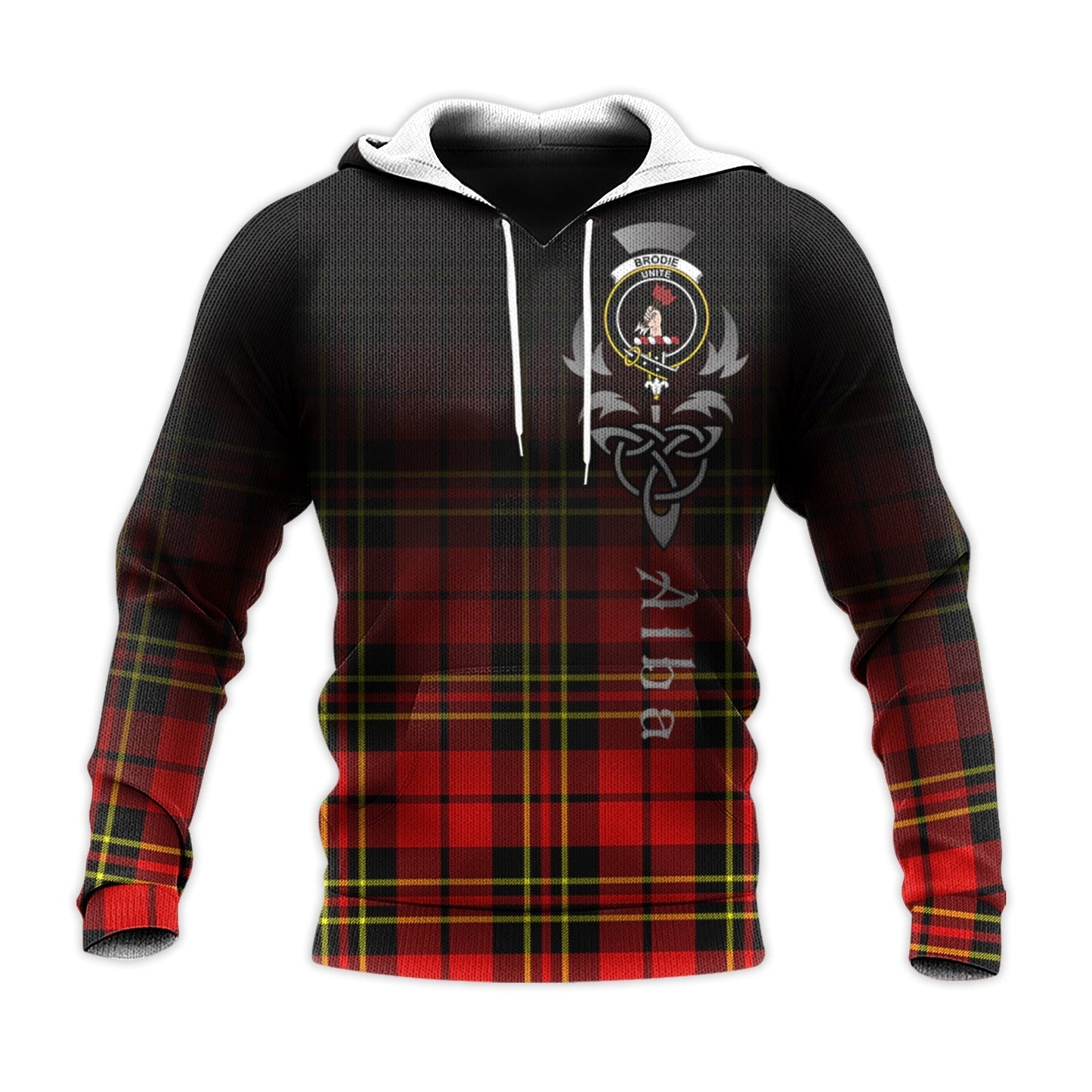 Printivon Brodie Modern Tartan Crest Alba Celtic Hoodie