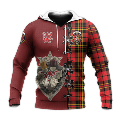 Printivon Brodie Modern Tartan Hoodie Lion Rampant And Celtic Thistle Style