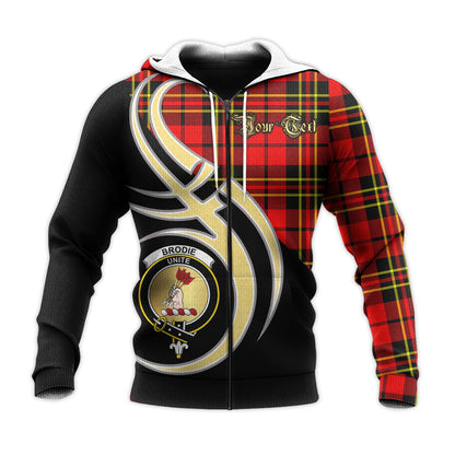 Printivon Brodie Modern Clan Believe In Me Crest Tartan Knitted Hoodie Custom Your Text