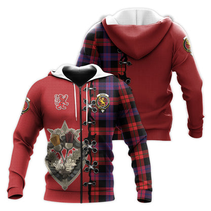 Printivon Broun Modern Tartan Hoodie Lion Rampant And Celtic Thistle Style