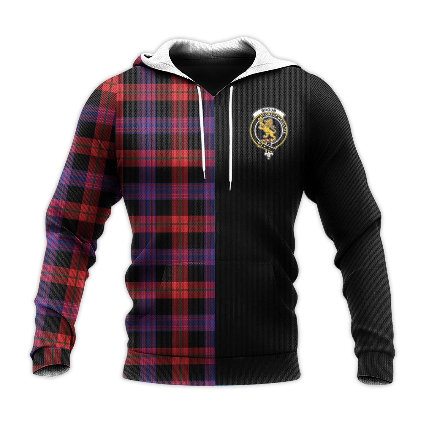 Printivon Broun Modern Tartan Personalize Half Hoodie