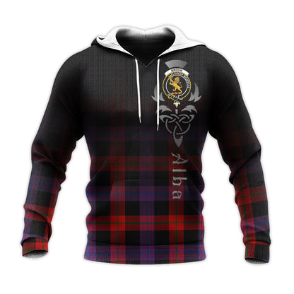 Printivon Broun Modern Tartan Crest Alba Celtic Hoodie