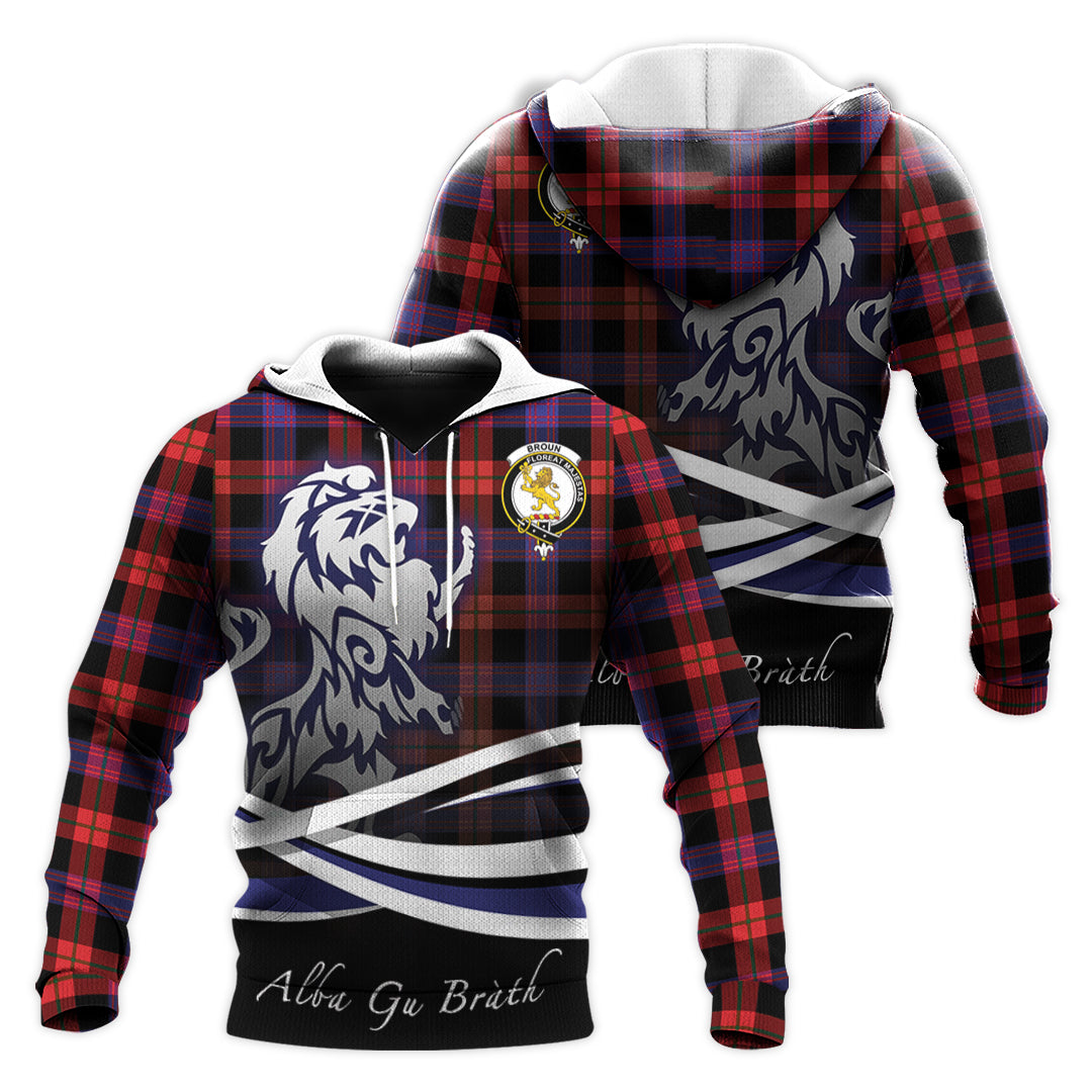Printivon Broun Modern Tartan Scottish Lion Hoodie