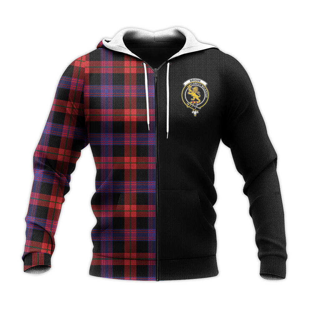 Printivon Broun Modern Tartan Personalize Half Hoodie