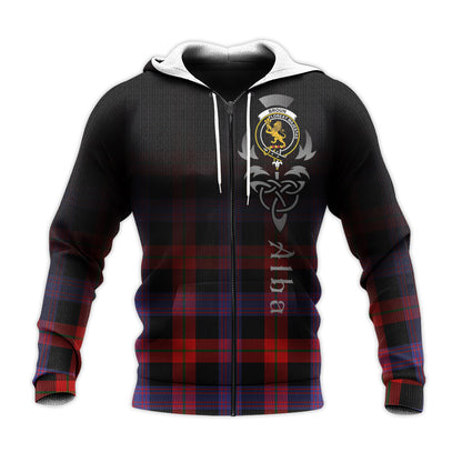 Printivon Broun Modern Tartan Crest Alba Celtic Hoodie