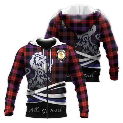 Printivon Broun Modern Tartan Scottish Lion Hoodie