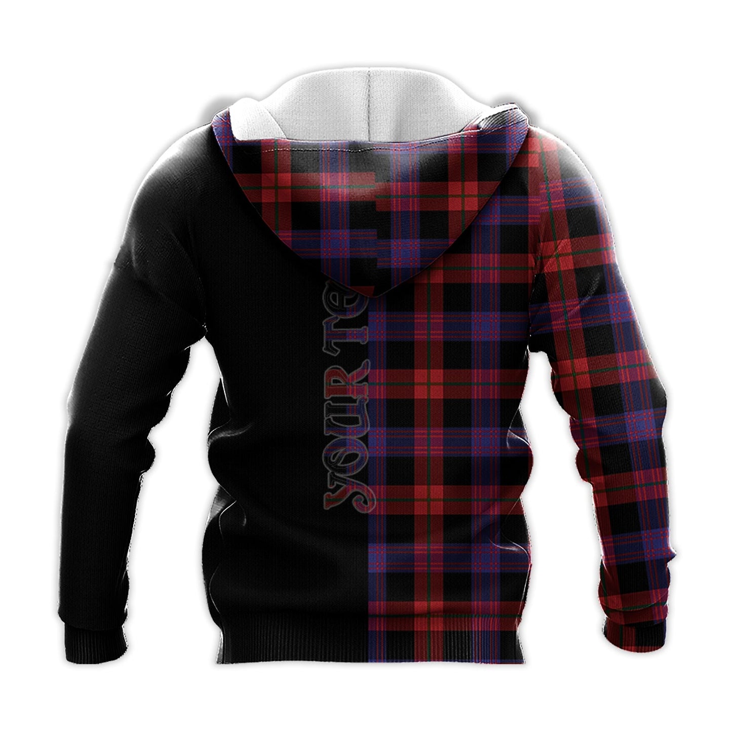 Printivon Broun Modern Tartan Personalize Half Hoodie