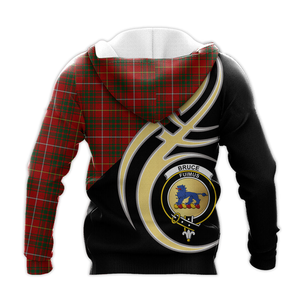 Printivon Bruce Clan Believe In Me Crest Tartan Knitted Hoodie Custom Your Text