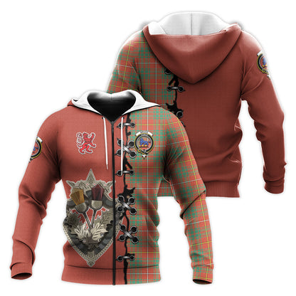 Printivon Bruce Ancient Tartan Hoodie Lion Rampant And Celtic Thistle Style