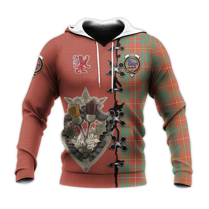 Printivon Bruce Ancient Tartan Hoodie Lion Rampant And Celtic Thistle Style