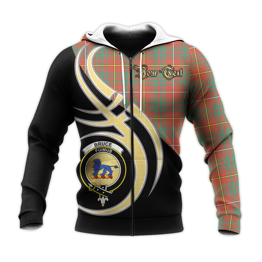 Printivon Bruce Ancient Clan Believe In Me Crest Tartan Knitted Hoodie Custom Your Text