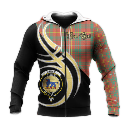 Printivon Bruce Ancient Clan Believe In Me Crest Tartan Knitted Hoodie Custom Your Text