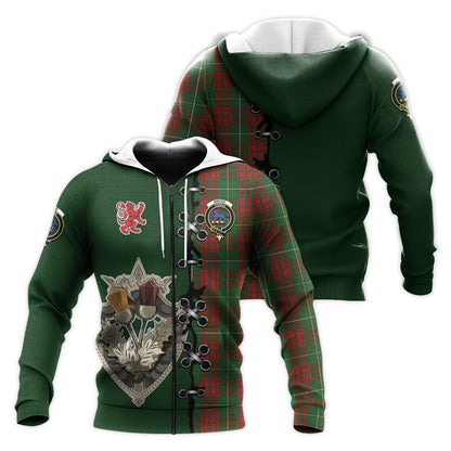 Printivon Bruce Hunting Tartan Hoodie Lion Rampant And Celtic Thistle Style