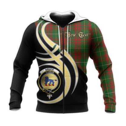 Printivon Bruce Hunting Clan Believe In Me Crest Tartan Knitted Hoodie Custom Your Text