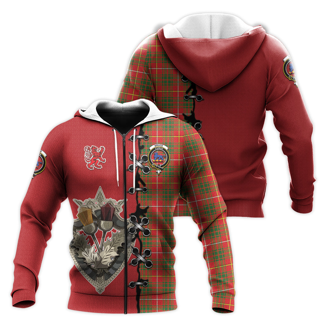 Printivon Bruce Modern Tartan Hoodie Lion Rampant And Celtic Thistle Style