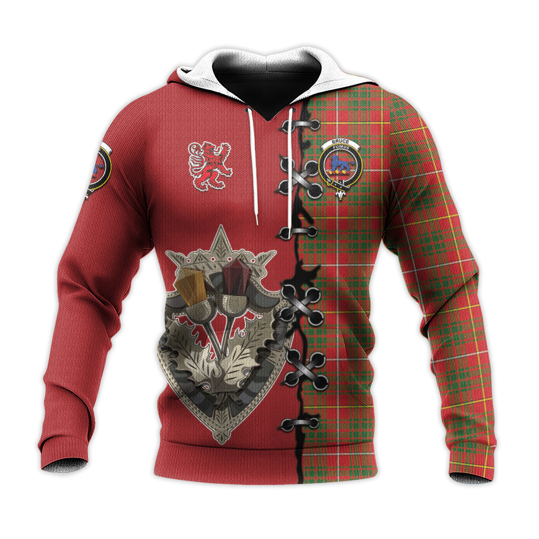 Printivon Bruce Modern Tartan Hoodie Lion Rampant And Celtic Thistle Style