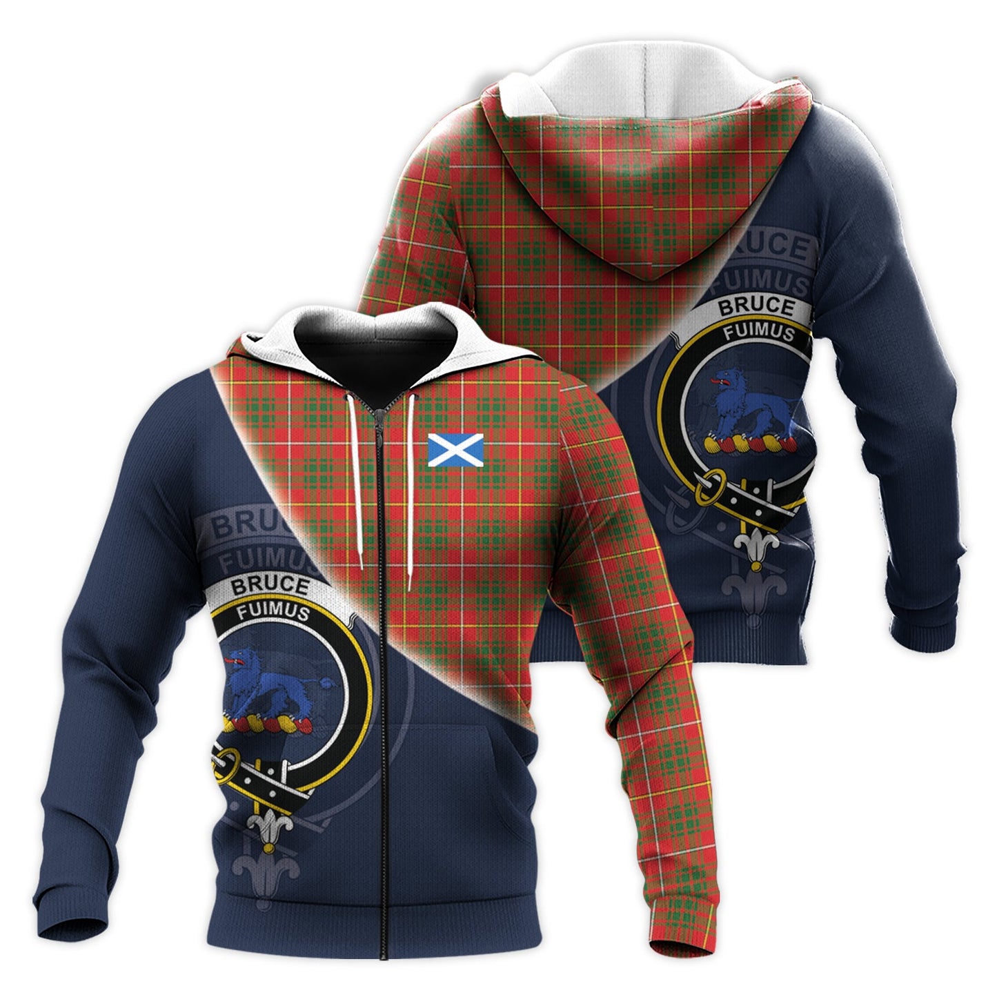 Printivon Bruce Modern Tartan Scottish Crest Hoodie