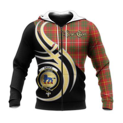 Printivon Bruce Modern Clan Believe In Me Crest Tartan Knitted Hoodie Custom Your Text