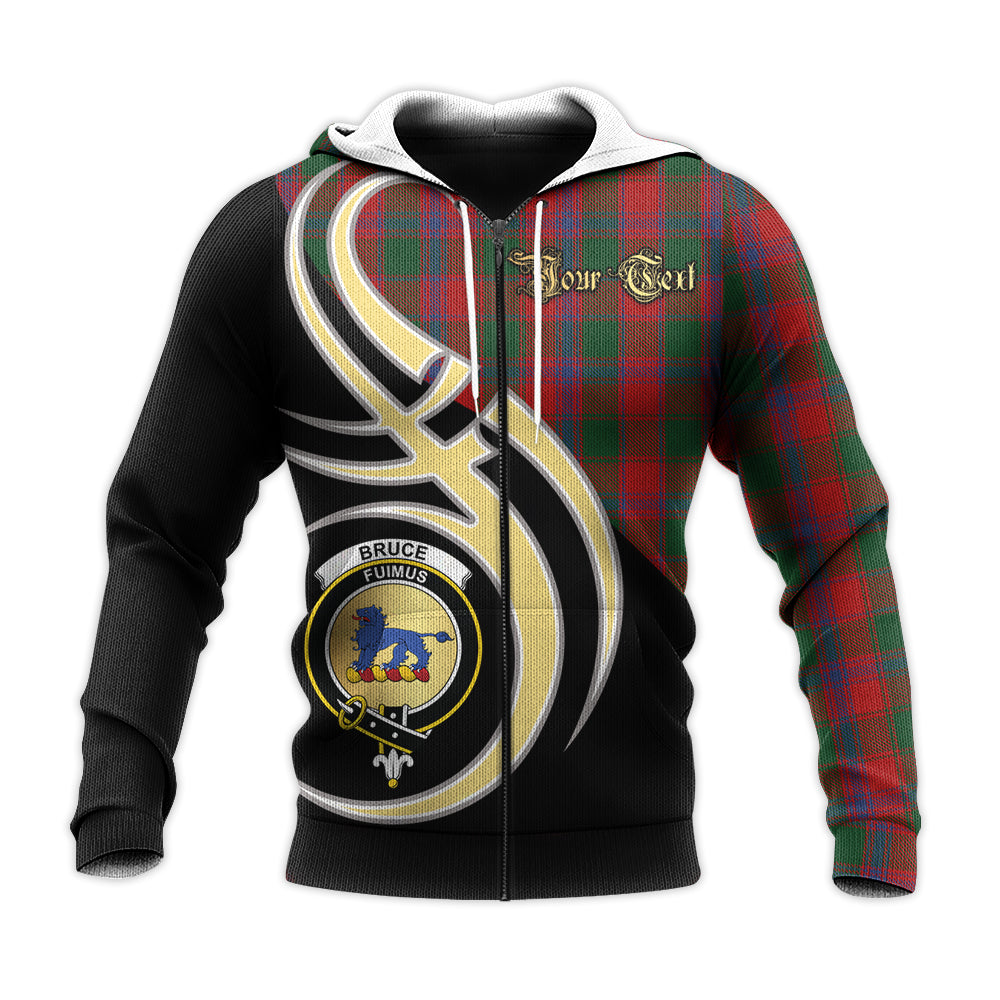 Printivon Bruce Old Clan Believe In Me Crest Tartan Knitted Hoodie Custom Your Text
