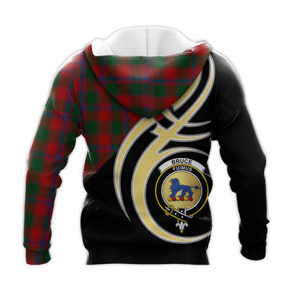 Printivon Bruce Old Clan Believe In Me Crest Tartan Knitted Hoodie Custom Your Text
