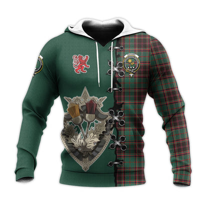 Printivon Buchan Ancient Tartan Hoodie Lion Rampant And Celtic Thistle Style