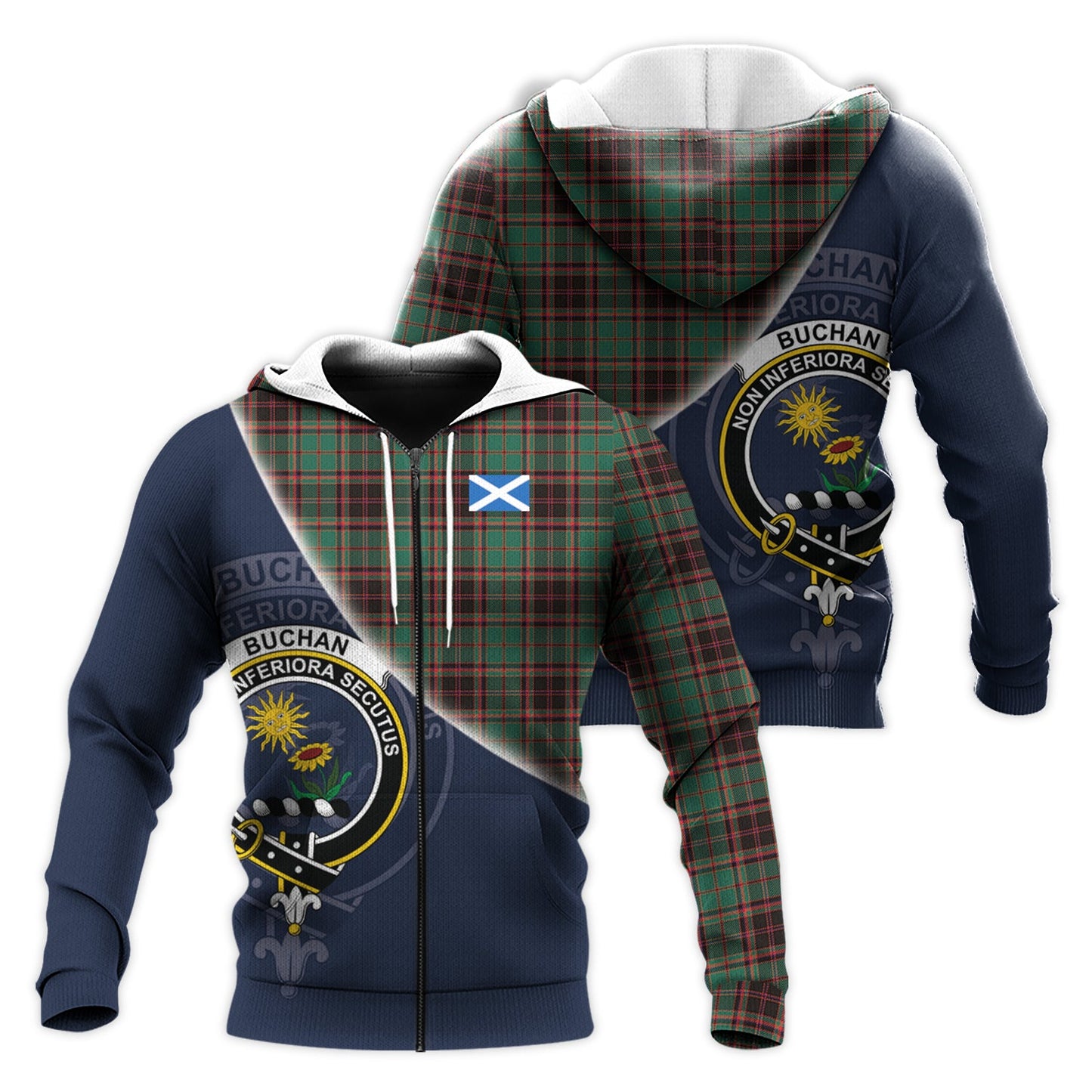 Printivon Buchan Ancient Tartan Scottish Crest Hoodie
