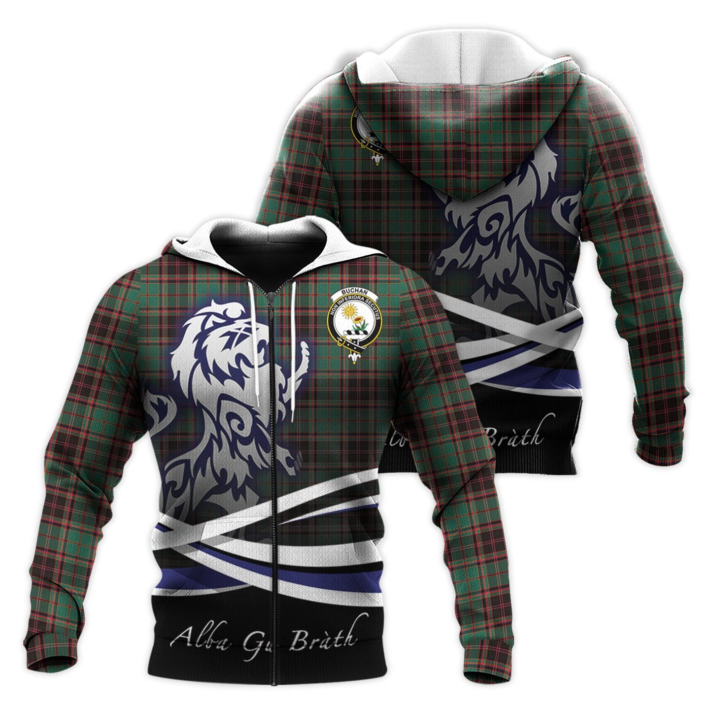 Printivon Buchan Ancient Tartan Scottish Lion Hoodie
