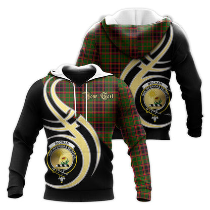 Printivon Buchan Modern Clan Believe In Me Crest Tartan Knitted Hoodie Custom Your Text