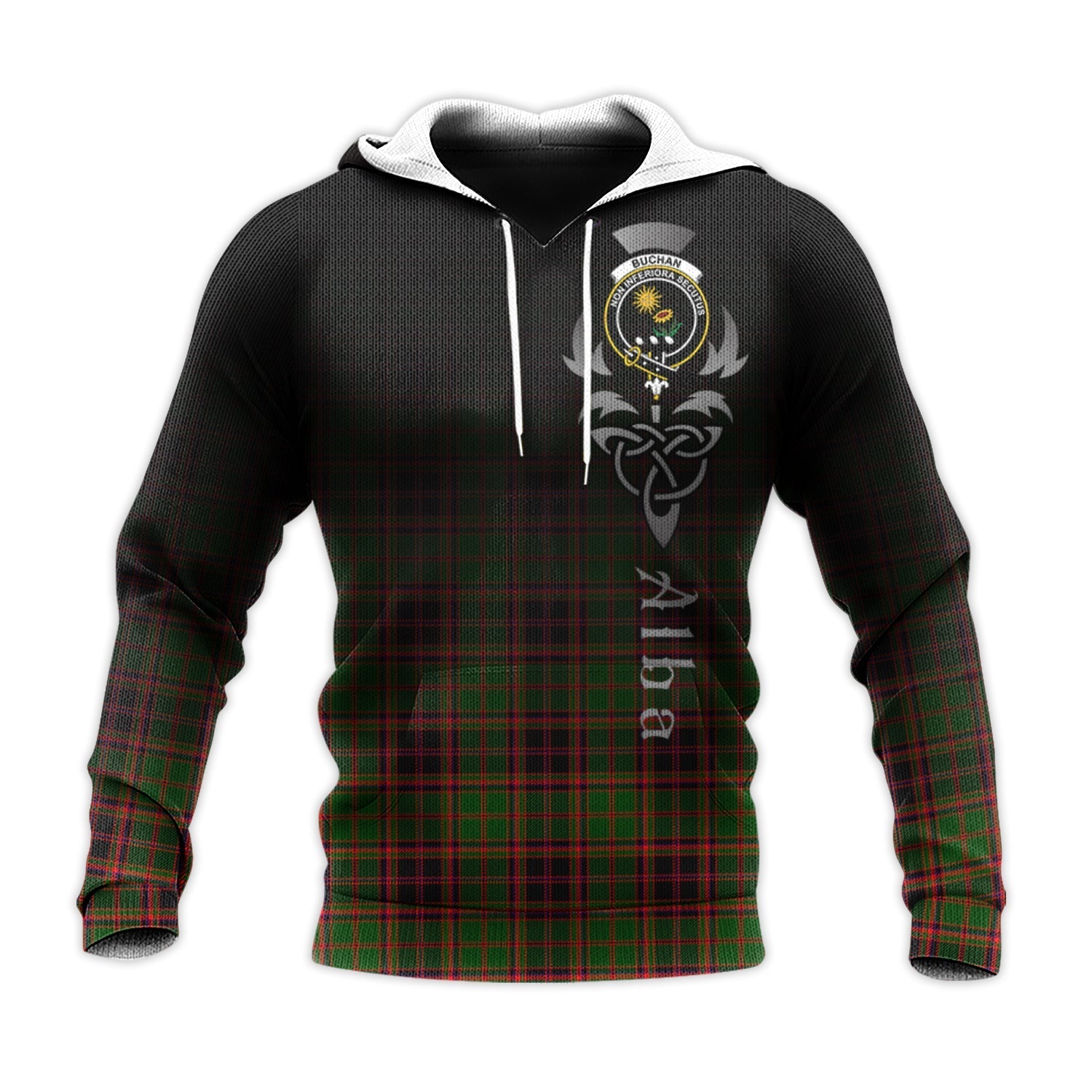 Printivon Buchan Modern Tartan Crest Alba Celtic Hoodie