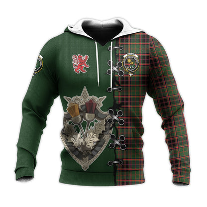 Printivon Buchan Modern Tartan Hoodie Lion Rampant And Celtic Thistle Style