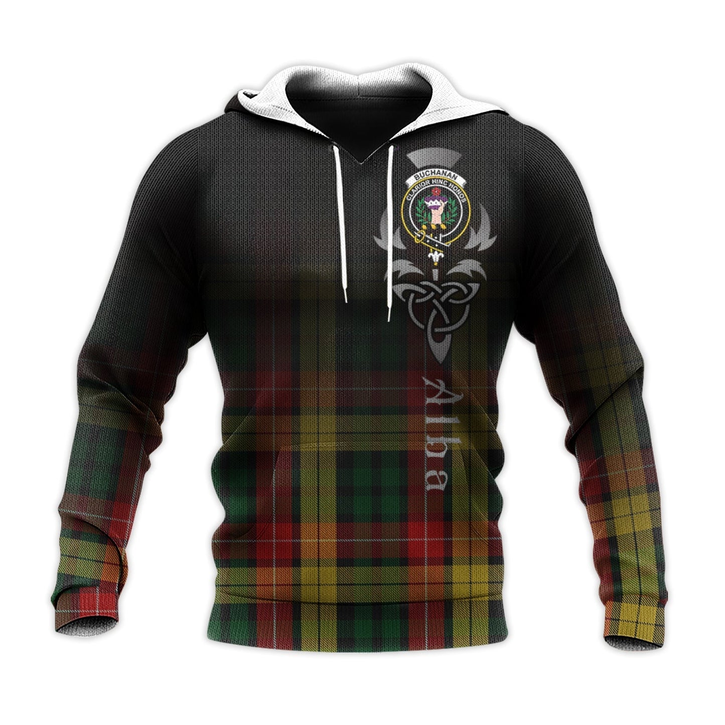 Printivon Buchanan Tartan Crest Alba Celtic Hoodie