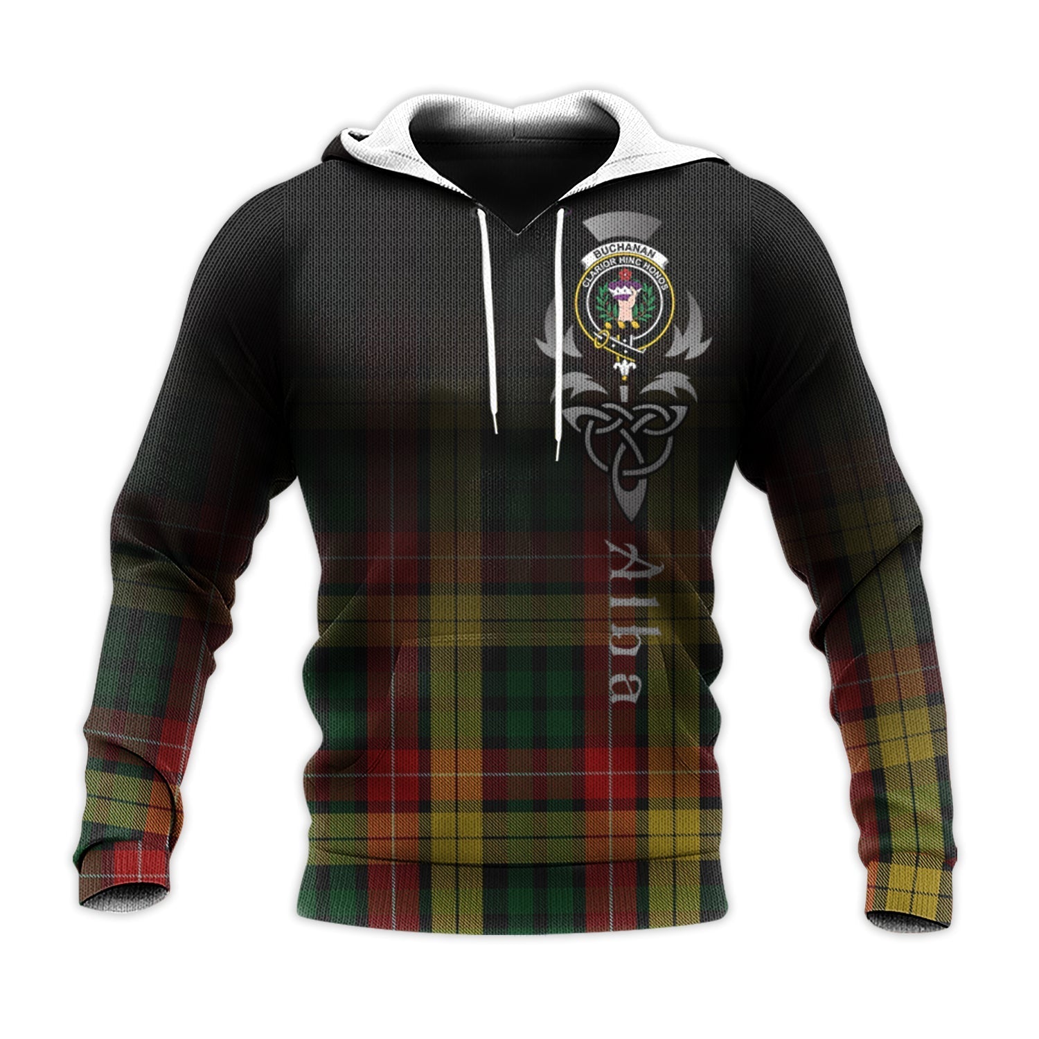 Printivon Buchanan Tartan Crest Alba Celtic Hoodie