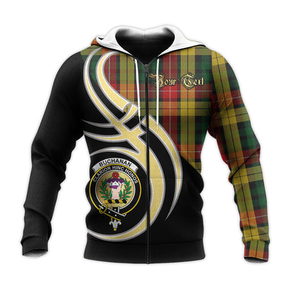 Printivon Buchanan Clan Believe In Me Crest Tartan Knitted Hoodie Custom Your Text