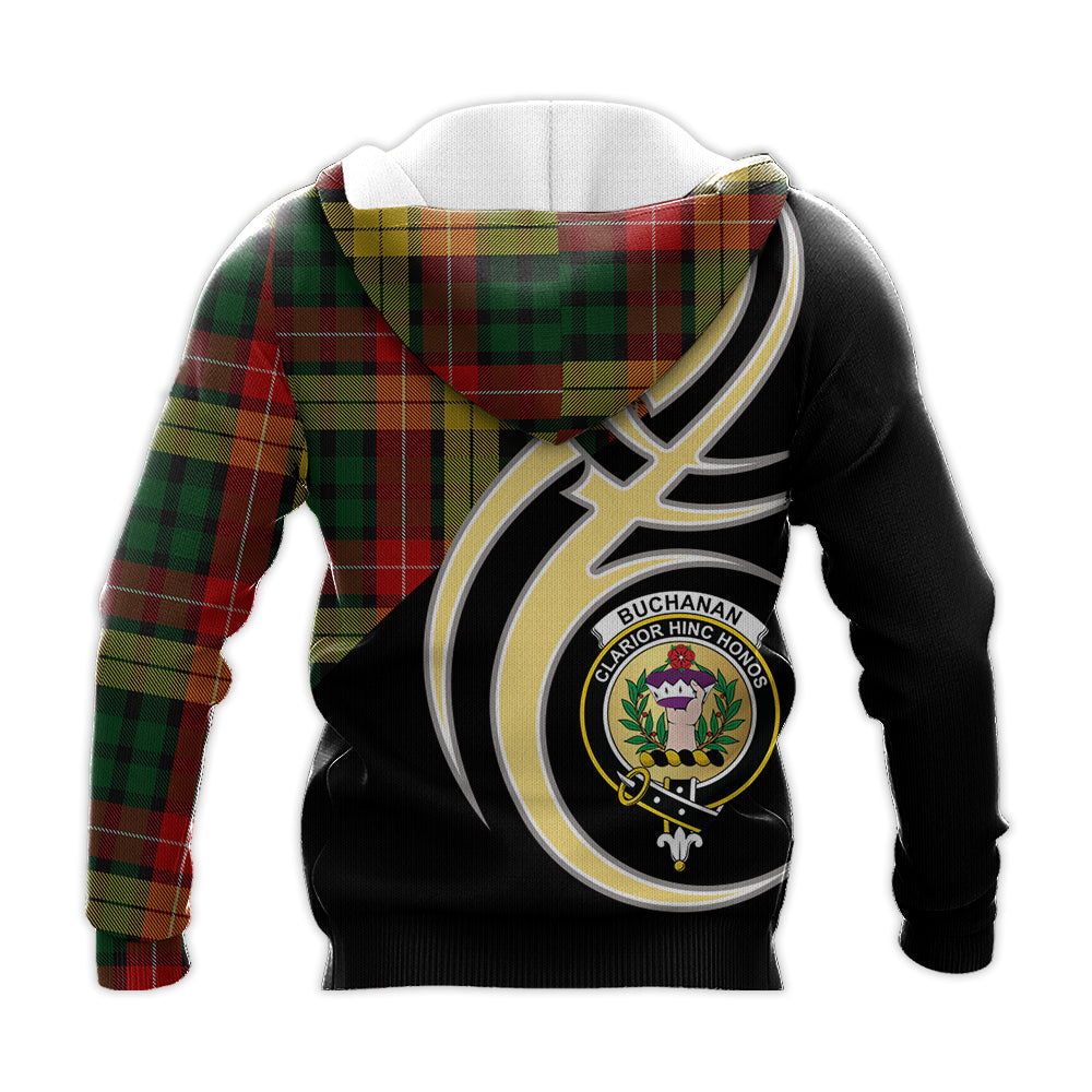 Printivon Buchanan Clan Believe In Me Crest Tartan Knitted Hoodie Custom Your Text