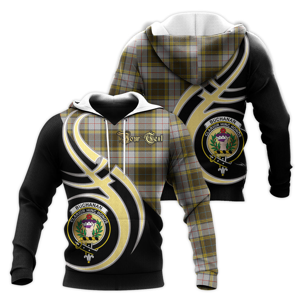Printivon Buchanan Dress Clan Believe In Me Crest Tartan Knitted Hoodie Custom Your Text