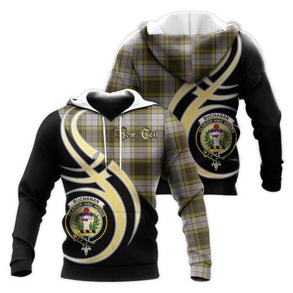 Printivon Buchanan Dress Clan Believe In Me Crest Tartan Knitted Hoodie Custom Your Text