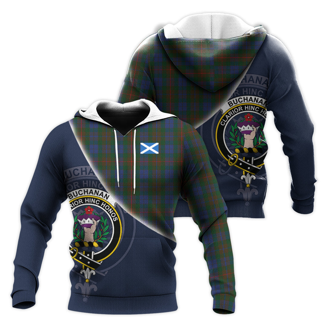 Printivon Buchanan Hunting Tartan Scottish Crest Hoodie