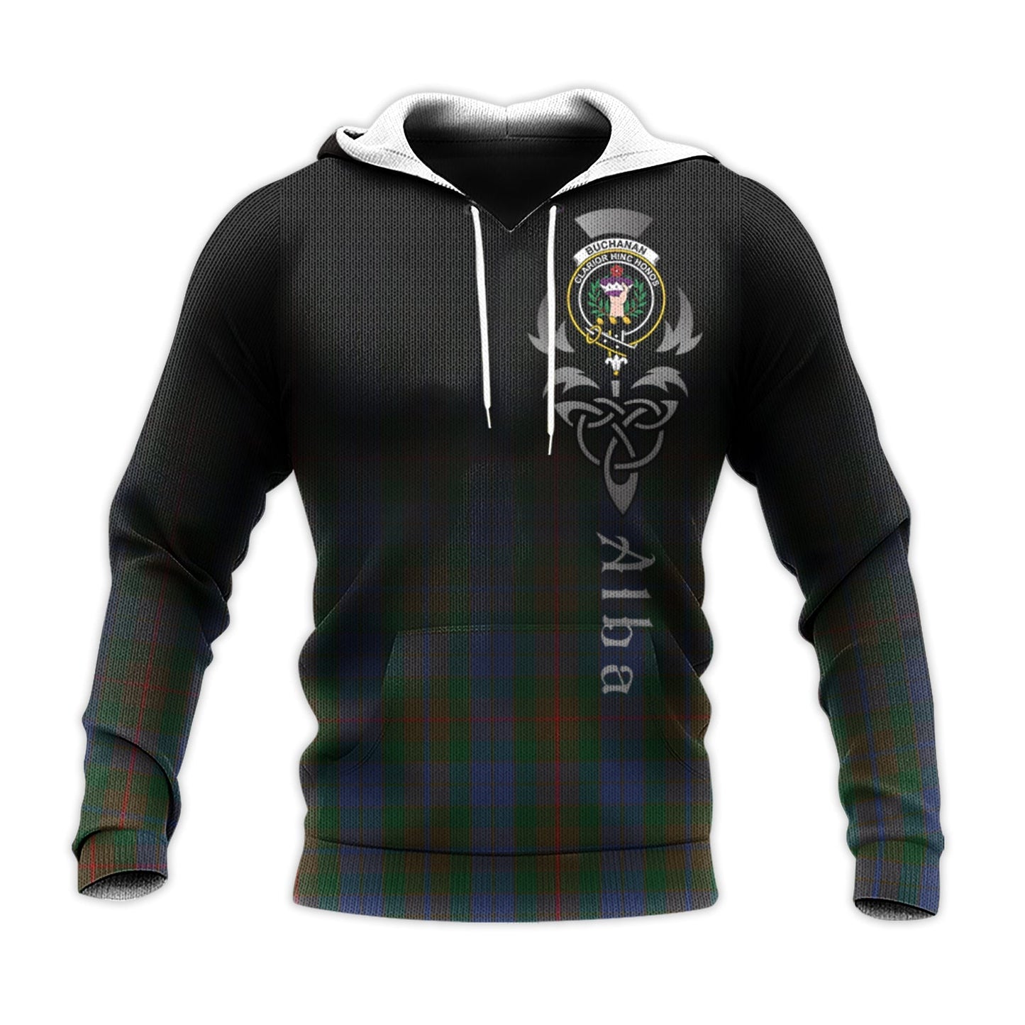 Printivon Buchanan Hunting Tartan Crest Alba Celtic Hoodie