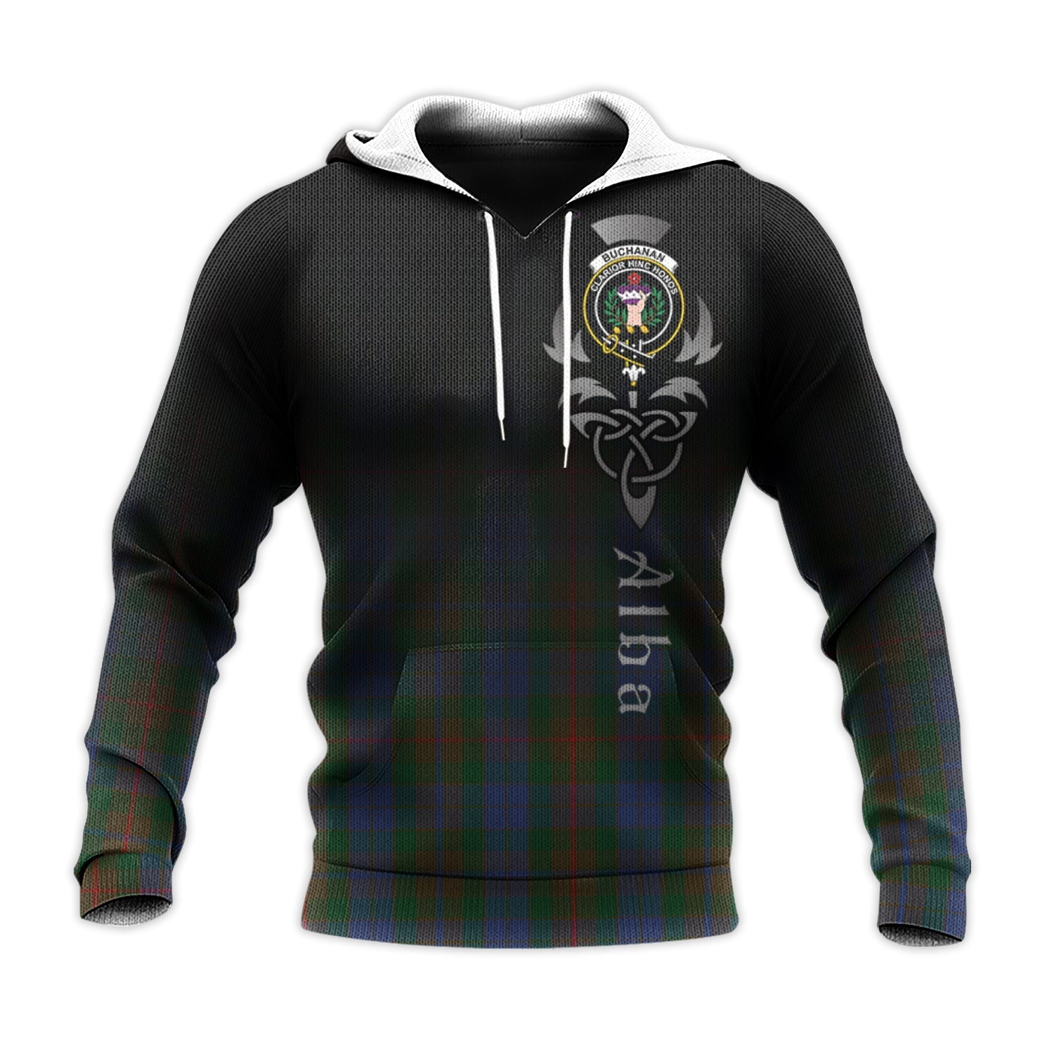 Printivon Buchanan Hunting Tartan Crest Alba Celtic Hoodie