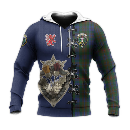 Printivon Buchanan Hunting Tartan Hoodie Lion Rampant And Celtic Thistle Style
