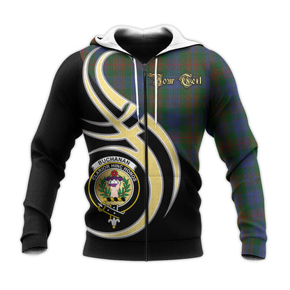Printivon Buchanan Hunting Clan Believe In Me Crest Tartan Knitted Hoodie Custom Your Text