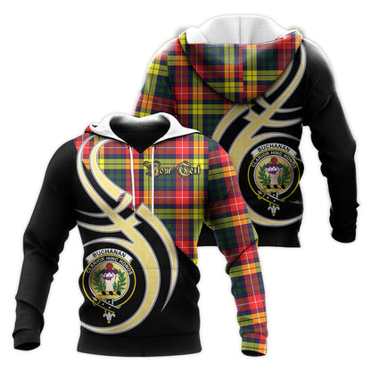 Printivon Buchanan Modern Clan Believe In Me Crest Tartan Knitted Hoodie Custom Your Text