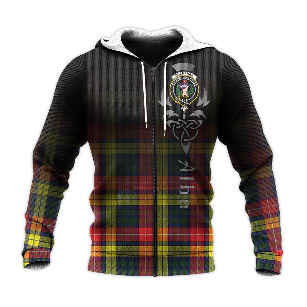 Printivon Buchanan Modern Tartan Crest Alba Celtic Hoodie
