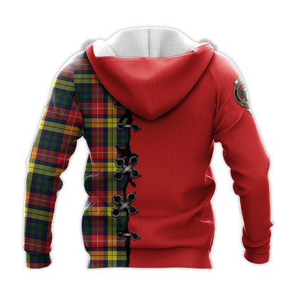Printivon Buchanan Modern Tartan Hoodie Lion Rampant And Celtic Thistle Style