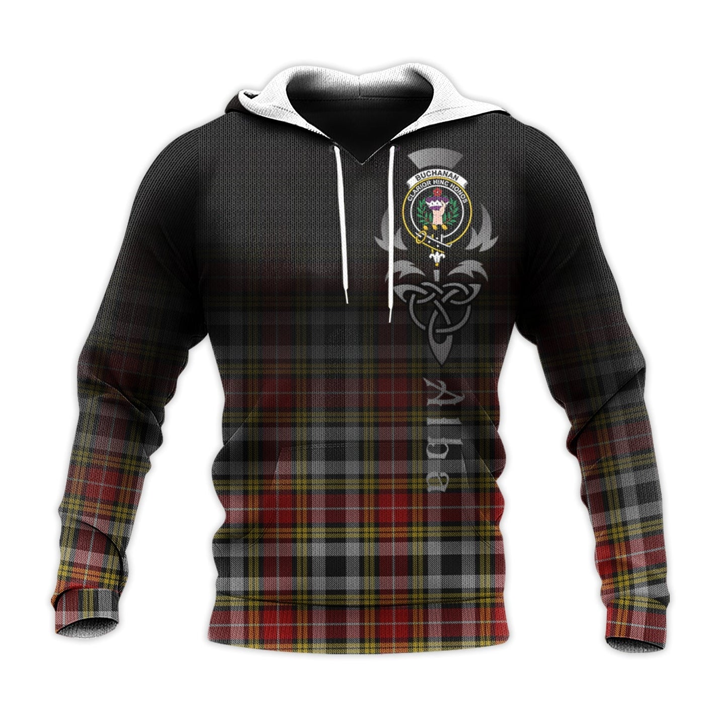 Printivon Buchanan Old Dress Tartan Crest Alba Celtic Hoodie