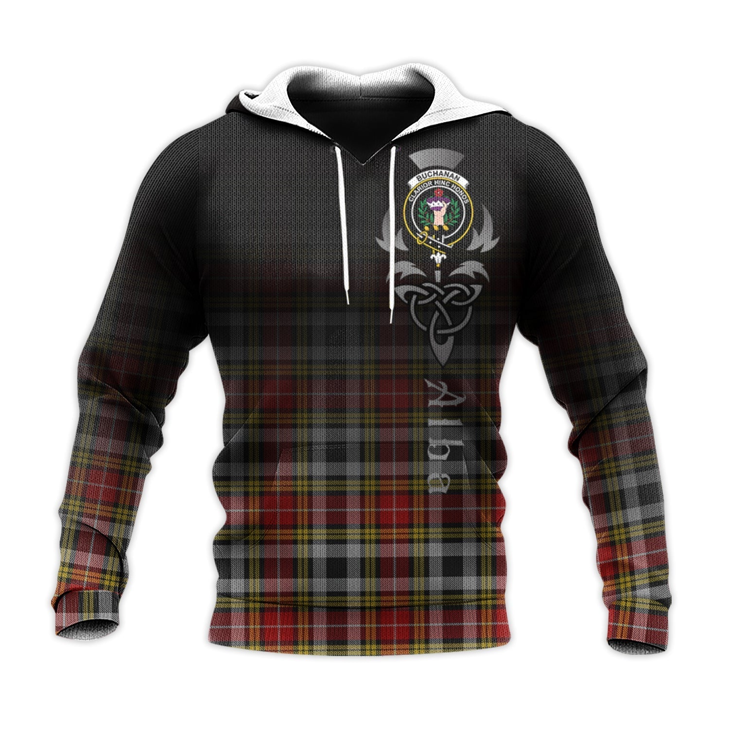 Printivon Buchanan Old Dress Tartan Crest Alba Celtic Hoodie