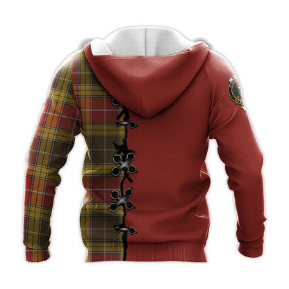 Printivon Buchanan Old Set Weathered Tartan Hoodie Lion Rampant And Celtic Thistle Style