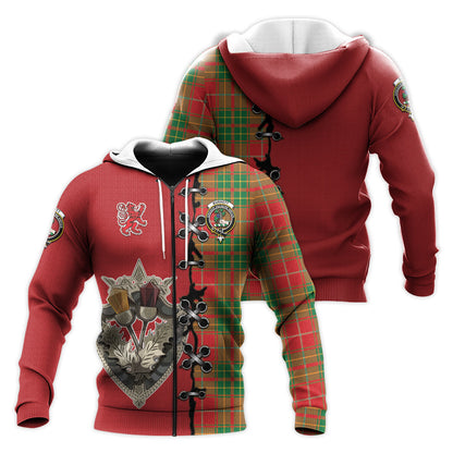 Printivon Burnett Ancient Tartan Hoodie Lion Rampant And Celtic Thistle Style